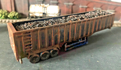 MODERN BULK TIPPER TRAILER 3D PRINTED WITH SCRAP LOAD VERY HEAVILY WEATHERED