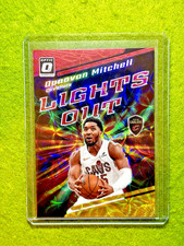 Donovan Mitchell RED GOLD PRIZM CARD # /99 CAVS SP 2023 Donruss Optic LIGHTS OUT