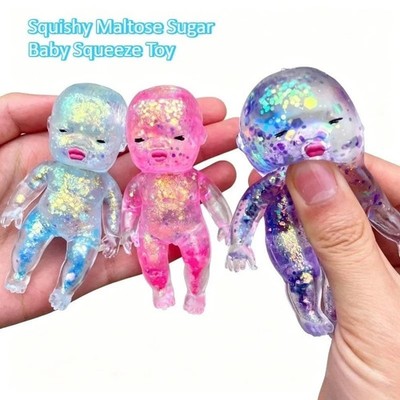Sugar Squishy Glitter Baby Doll Sensory Squeeze Toy Fidget Doll Stress Relief