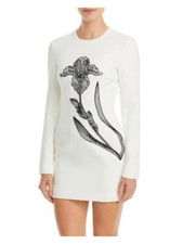 DAVID KOMA Womens White Lined Accent Long Sle...