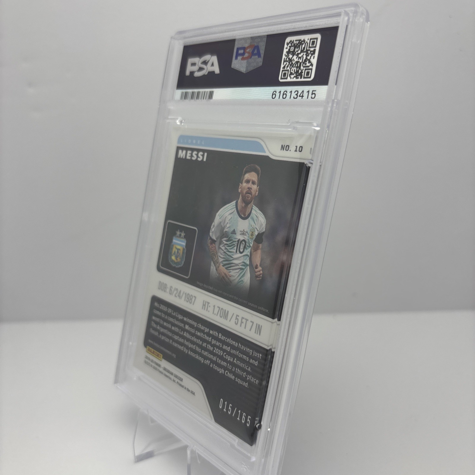2019 Panini Obsidian Lionel Messi Silver # /165 Argentina Jersey 🇦🇷 PSA 9  view 3