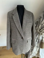 JOULES HACKMORE STYLE BLAZER JACKET WOOL BLEND TWEED UK16 BROWN VGC