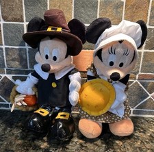 Disney Mickey  Minnie Mouse Thanksgiving Pilgrim Plush Set 10  Figures