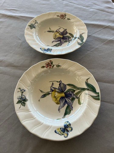 Villeroy & Boch Bouquet Rim Soup Bowl Set Of 2 9" Dark Blue Flowers - Picture 3 of 8