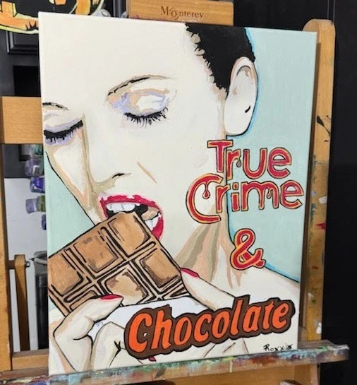 Atracciones fatales | Pintura sobre lienzo, arte pop, chocolate, mujer, verdadero crimen Foto 3 de 4