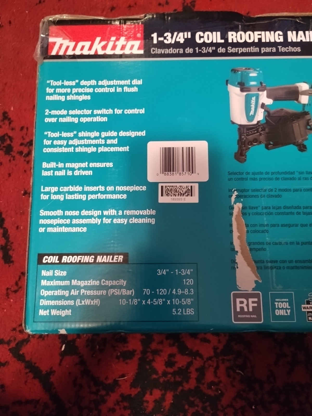 Makita AN454 1-3/4 Inch Roofing Coil Nailer