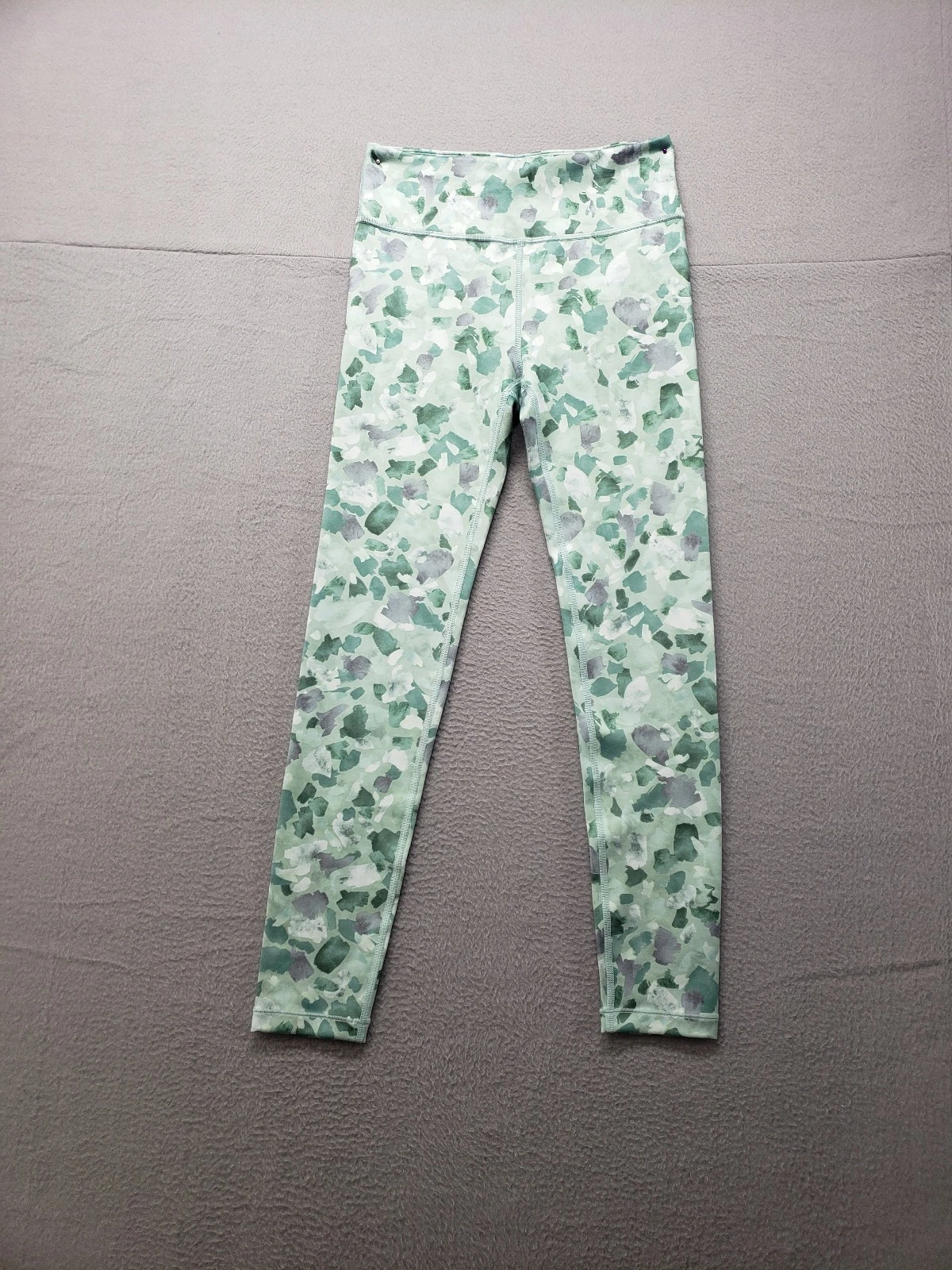 Athleta Girl Leggings XL Green Floral Elastic Waist Full Compression Activewear