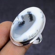 Dendrite Opal Gemstone 925 Sterling Silver gift Jewelry Ring Size 9 B328