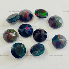 Natural Black Ethiopian Opal Round Faceted Cut 3mm  8mm Loose Calibrated Gemstone