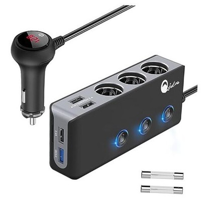 Quick Charge 3.0 Cigarette Lighter Splitter,  3 Socket 180W Cigarette Lighter