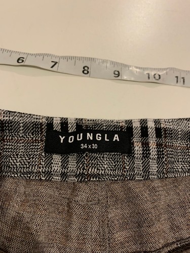 YoungLA Pantalone 34x30 Grigio Nero Gingham Plaid Abito Slim Casual Preppy Conico - Foto 6 di 8