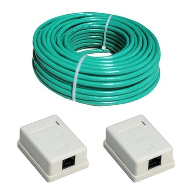50m Cat.6 + 1 Port Dosen  Kupfer  Verlegekabel Litze 24/7 Netzwerk Kabel  Kat6 5