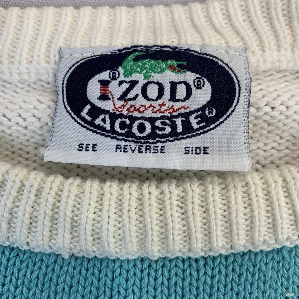 Izod Lacoste Vintage 80/90s Color Block Wool Blend CrewNeck Sweater Mens Size S - Image 2 of 4