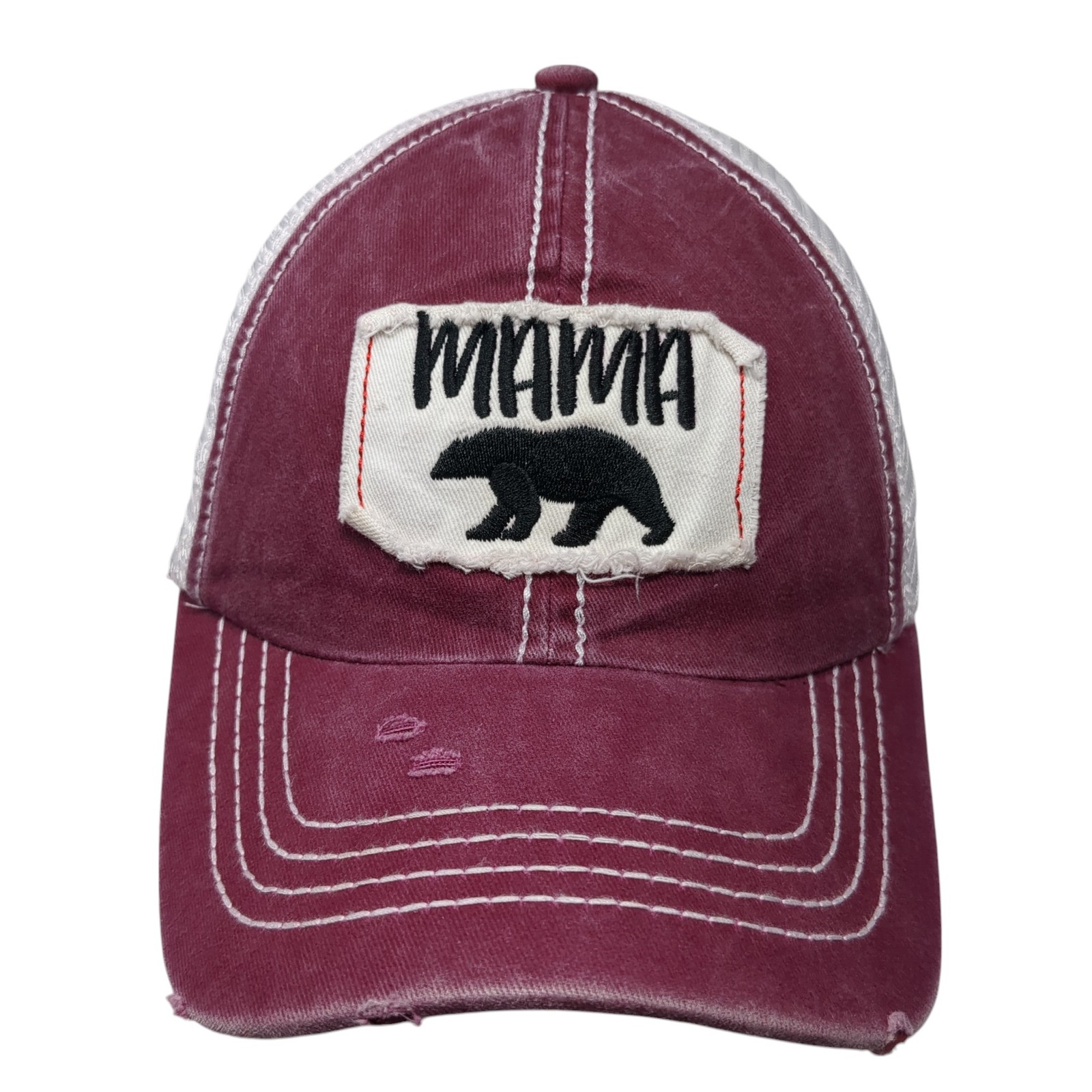 Mama Bear Patch Snapback Trucker Hat Red One Size… - image 1