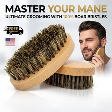 Boar Bristle Beard Brush Men's Hair Brush Portable Grooming Styling Tool