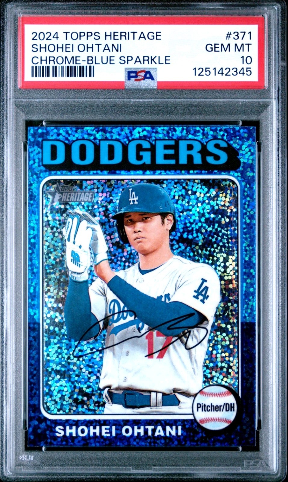 2024 Topps Heritage #371 Shohei Ohtani Chrome-Blue Sparkle PSA 10