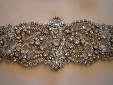 Kleinfeld Blossom V & A  Wedding Dress Ivory Bridal Sash Crystals Bling