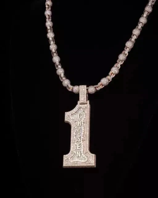 2 Ct Round Cut Simulated Diamond Customized Number Pendant 14k Rose Gold Plated - Image 3 of 4