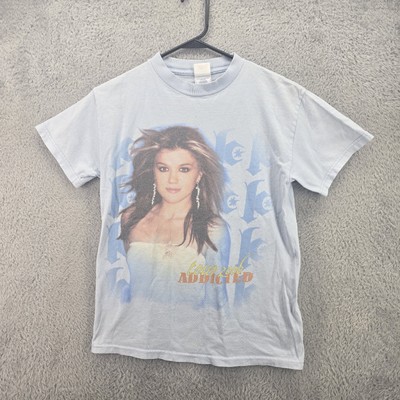 Kelly Clarkson Shirt Womens Small Light Blue Addicted Tour 2006 Graphic Band Tee