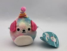 Original Squishmallows Micromallows 2.5" Plush DELENNE Birthday Rainbow Dog