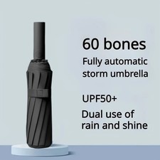 Automatic Folding Umbrella 60 Bone Super Strong Windproof Large UV Rain Sun