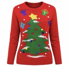 Great Christmas Sweater New With Tags Women  s Small Red Ugly Fun Holiday