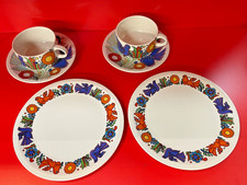 Villeroy Boch 2 Kaffegedecke à Tasse, Untertasse, Teller Acapulco Dekor 70iger