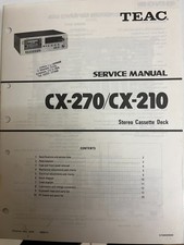 TEAC CX-270/210STEREO CASSETTE DECK SERVICE MANUAL RARE VINTAGE