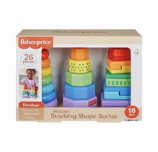 Fisher-Price Wooden Stacking Shape Sorter 26 Pc Toddler Toy HXT76 New