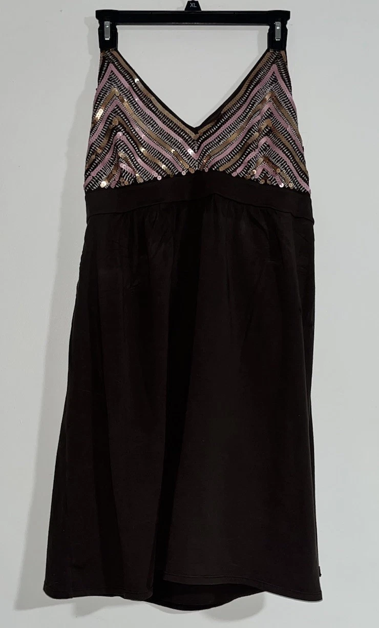 UNDERCOVER VICTORIA’S SECRET Bling Paillettes HALTER Spiaggia NUOTO COPRICOSTUME ABITO Marrone Rosa Oro