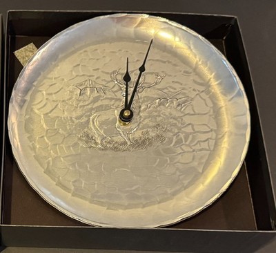 Wendell August Forge Handmade Elk 9'' Clock Hammered Aluminum
