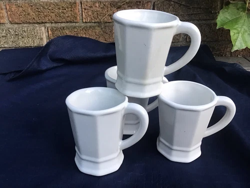 Pfaltzgraff Heritage Set of 4 White Mugs with Octagonal Base 4 1/8"