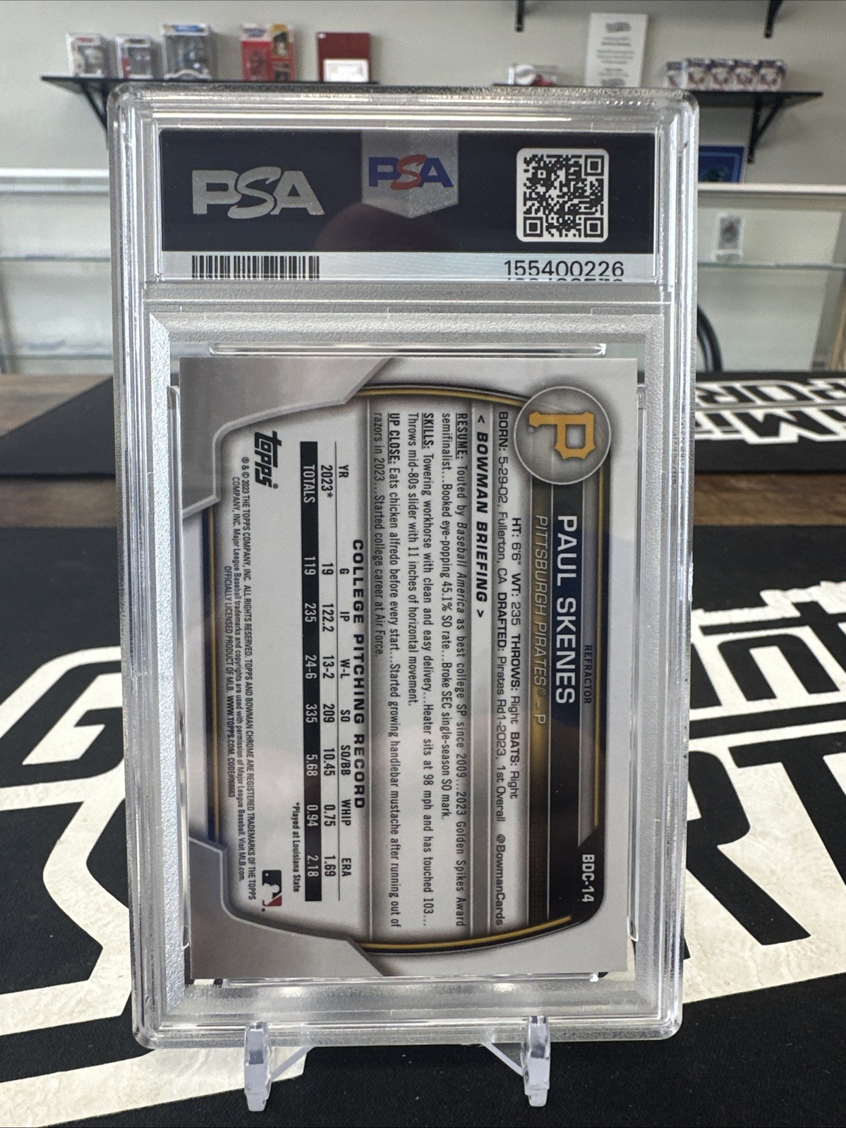 2023 Bowman Draft - Chrome Paul Skenes #BDC-14 Refractor (RC) -  PSA 8 view 2