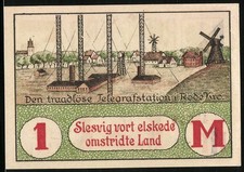 Notgeld Brunde 1920, 1 Mark, Den traadlöse Telegrafstation i Röde Kro