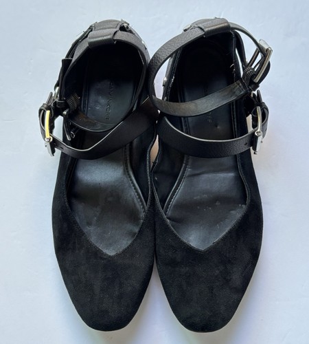 Rebecca Minkoff Vivica Black Suede Ankle Strap Harness Ballet Flats Size 10 - Picture 3 of 9