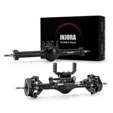 INJORA +7mm Planet Front and Rear Axles with Scale Hydraulic Steering  Double...