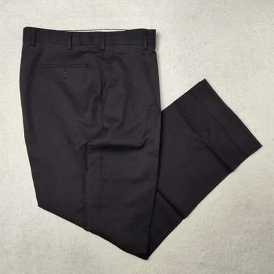 Zanella Dress Pants Mens 38x26 Black Wool Pleated Cuffed Italy Trousers Bennett