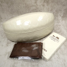 COACH New York Gloss Off-White Sunglasses Clamshell Hard Case w/Cloth  Docs