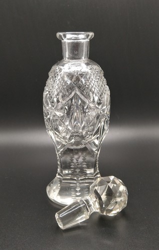 Vintage Perfume Bottle Cut Glass Crystal Clear Tall Decanter Stopper - Picture 6 of 9