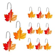 12PCS Fall Maple Leaf Decorative Shower Curtain Hooks, Autumn Fall Leaf