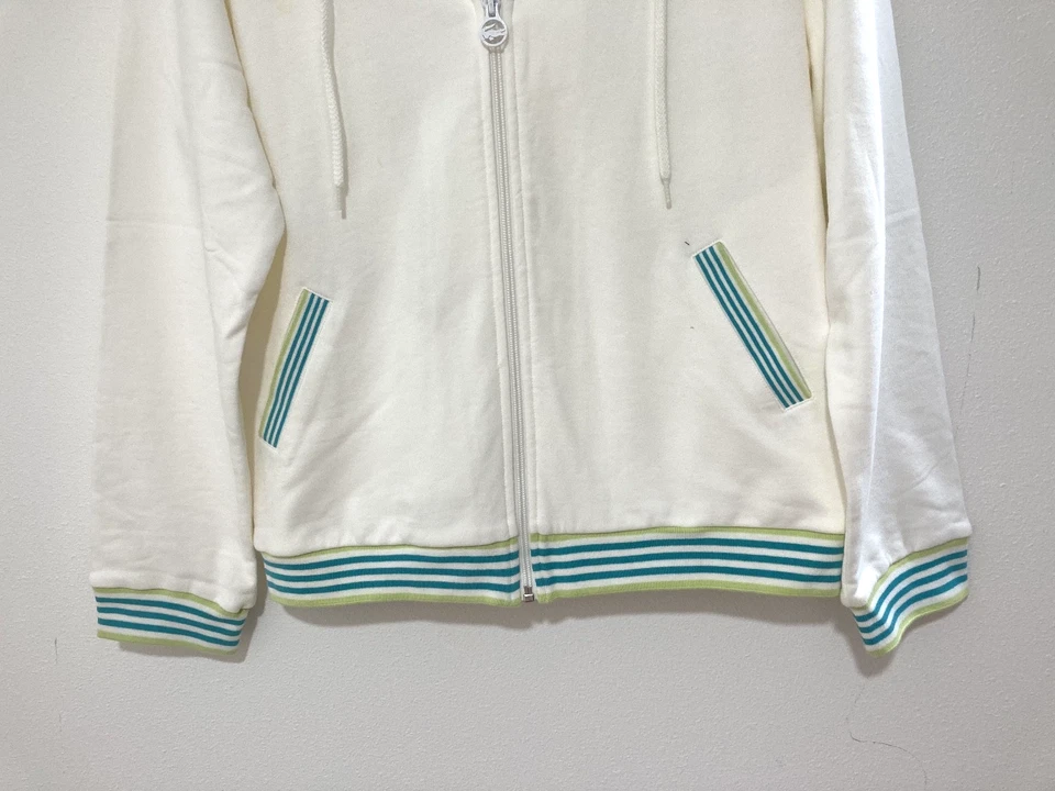 CHAQUETA CON CAPUCHA LACOSTE BLANCA ALGODÓN VERDE RIBETE CREMALLERA 46/XL Foto 4 de 4