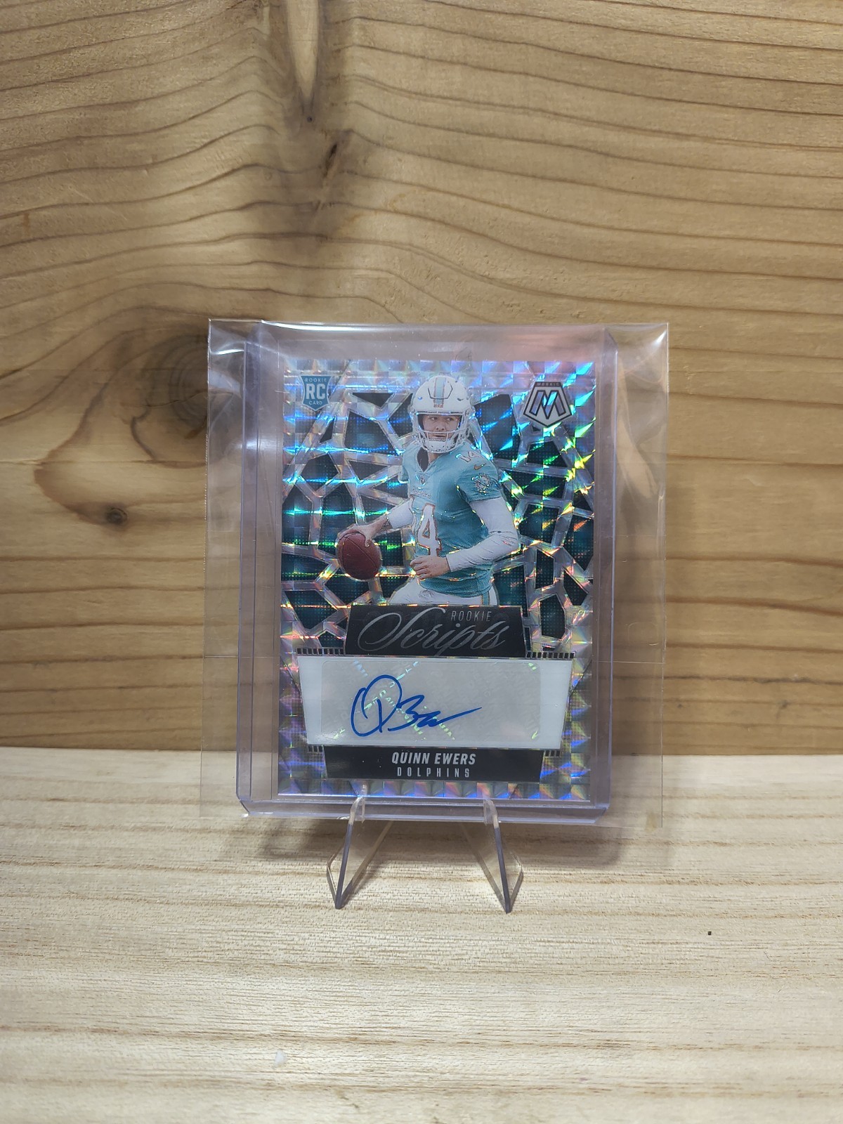 2025 Panini Mosaic NFL Quinn Ewers Rookie Scripts Autograph Mos. R.C. Dolphins