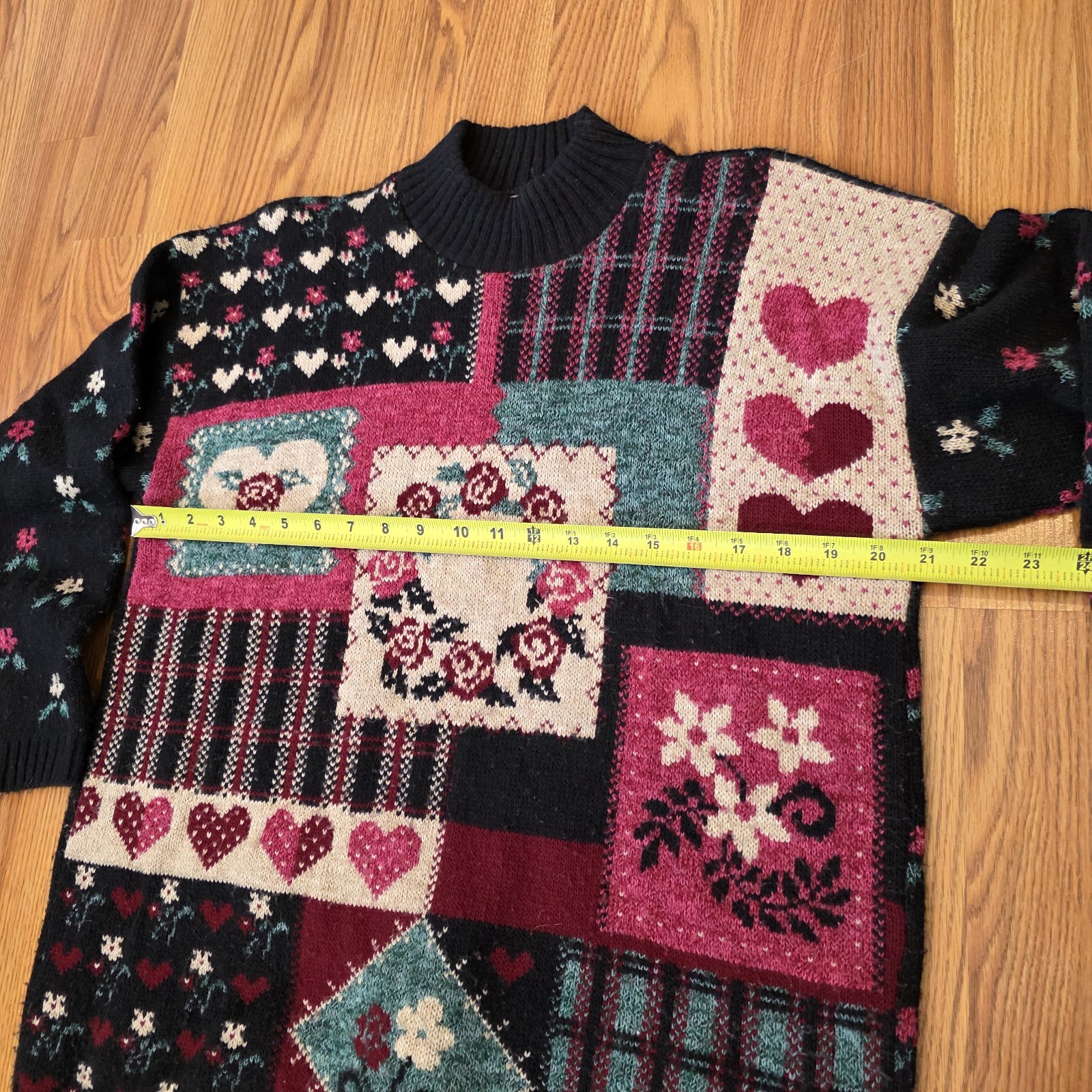 VTG Bugle Boy for Her Heart Patchwork Sweater Wom… - image 4