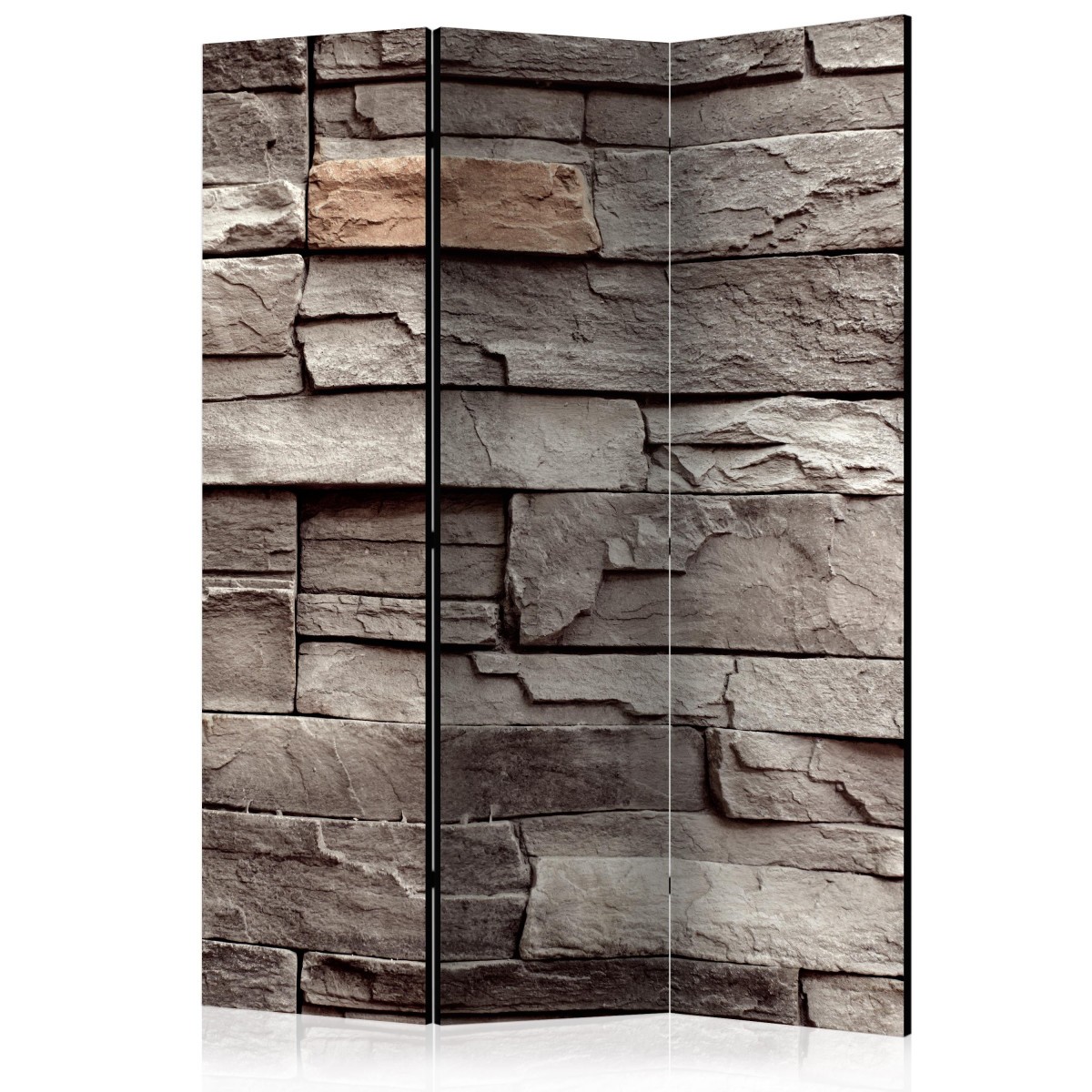 Paravent 3 volets chic Wall of Silence en bois et toile de qualité supérieure