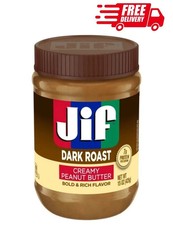 Jif Dark Roast Peanut Butter 15oz Jar Smooth & Creamy EBT Eligible Single