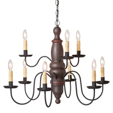 9-Light Fairfield Wood Chandelier 2 Tier Wood Metal in Americana Espresso, USA
