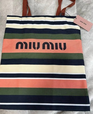 RARE Miu Miu Limited Edition Stripe Tote Bag Made In Italy From Japan NEW