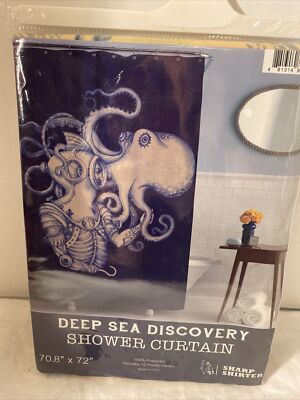 Octopus Shower Curtain Sharp Shirter Deep Sea Discovery Polyester 70.8  x 72 