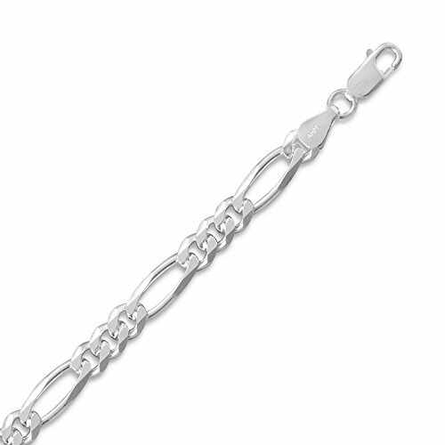 Figaro Chain Bracelet 5.5mm Width Mens Womens Sterling Silver Figaro Chain Bracelet 5.5mm Width Mens Womens Sterling Silver