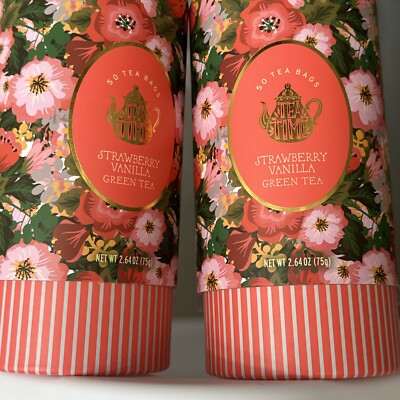 1960年代 limited   <tea time> TEA TIME 🫖 CAFFEINATED 🫖 STRAWBERRY VANILLA GREEN TEA - 2 tubes